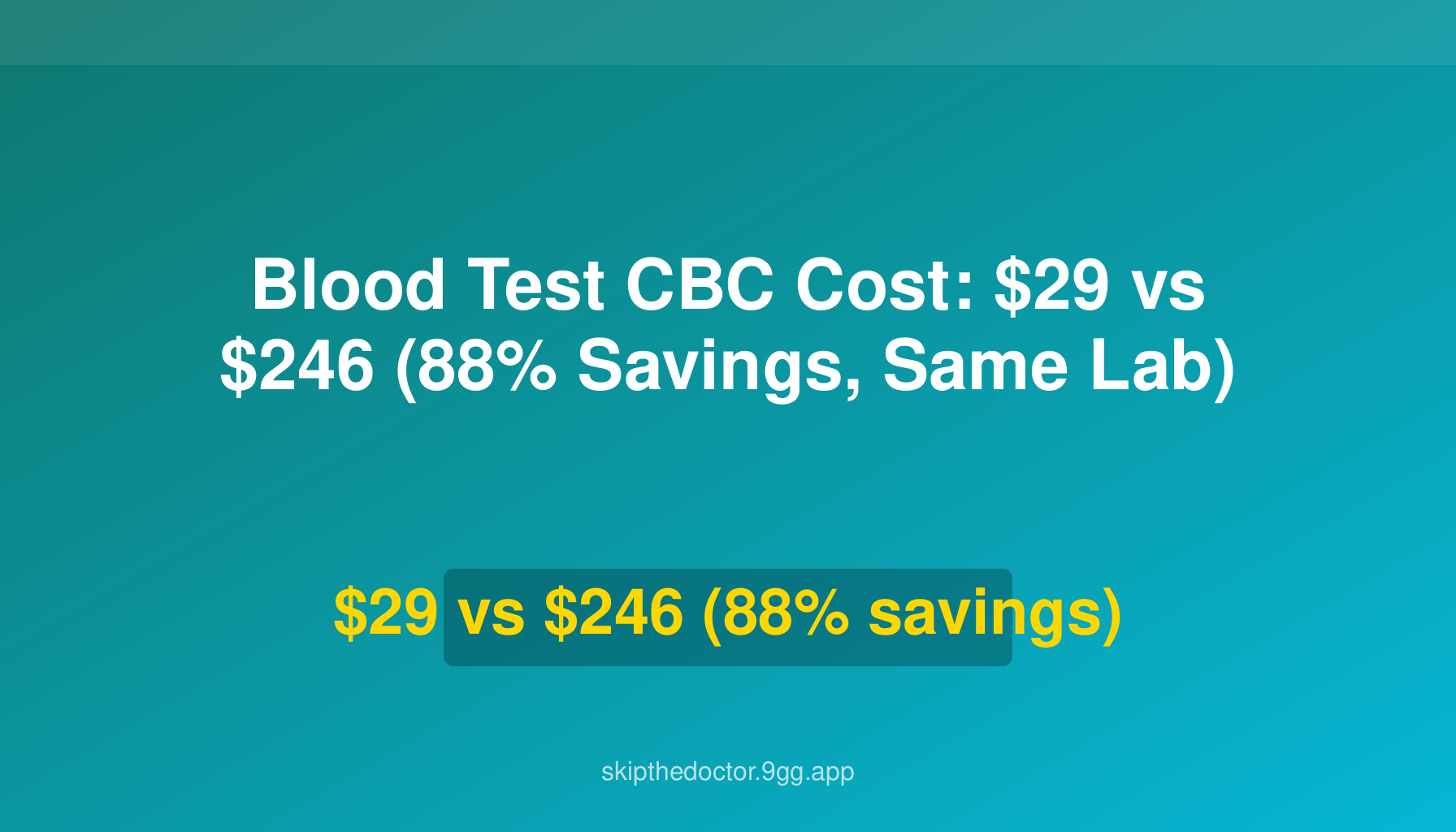 Blood Test CBC Cost: $29 vs $246 (88% Savings, Same Lab)