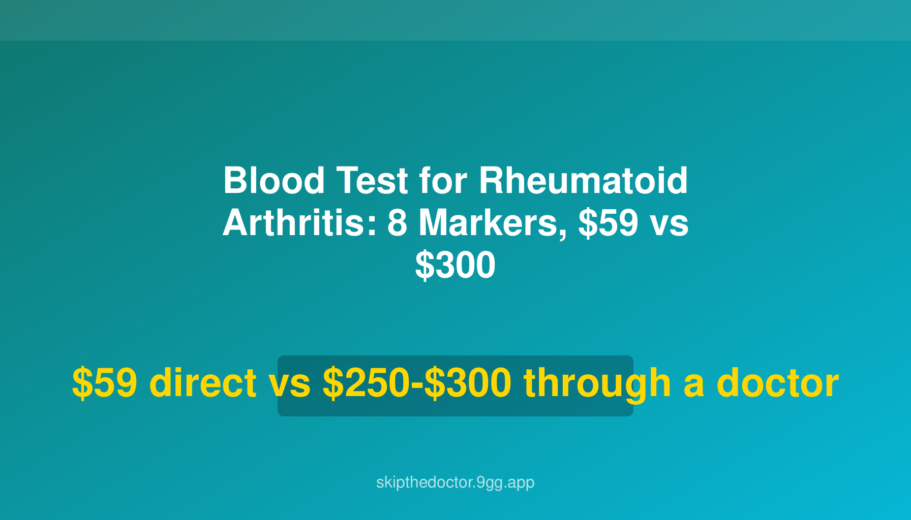 Blood Test for Rheumatoid Arthritis: 8 Markers, $59 vs $300