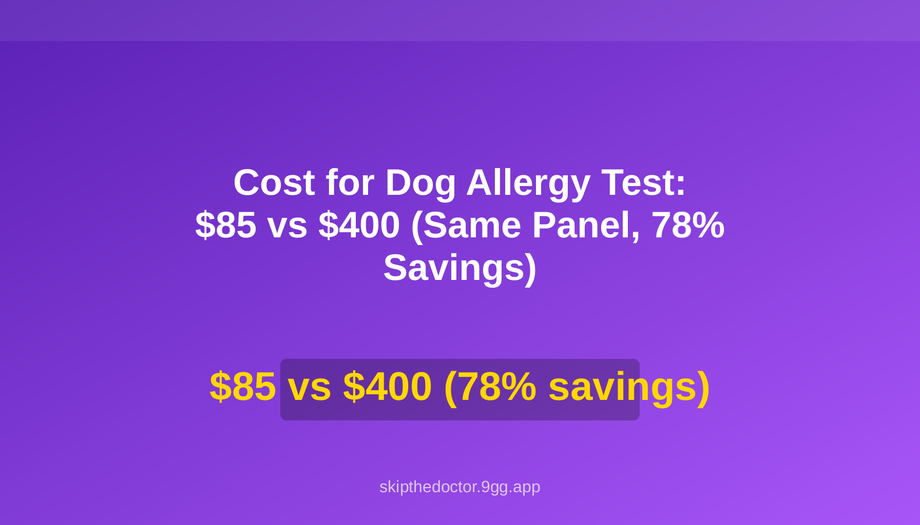 Cost for Dog Allergy Test: $85 vs $400 (Same Panel, 78% Savings)