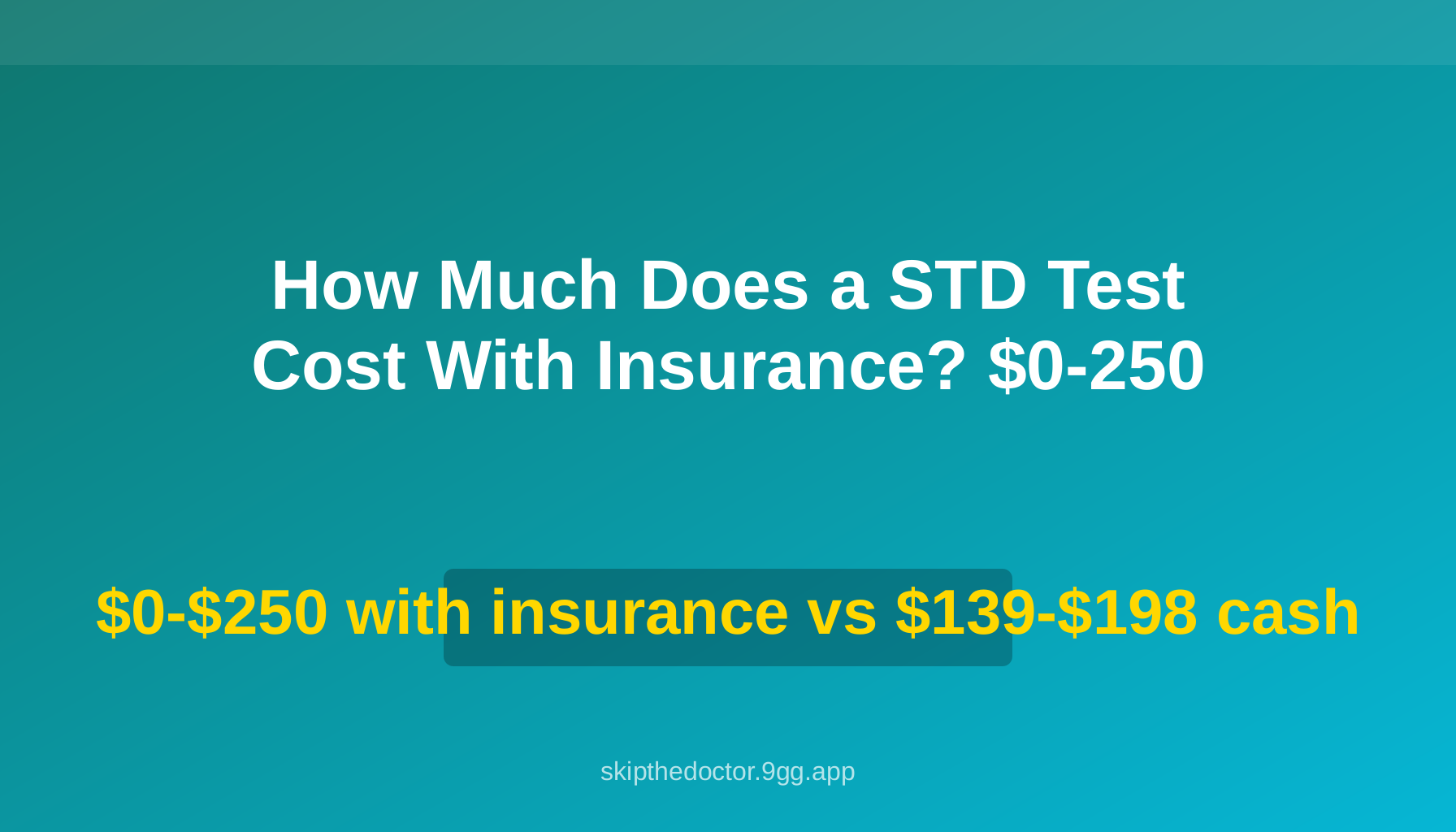 How Much Does a STD Test Cost With Insurance? $0-250