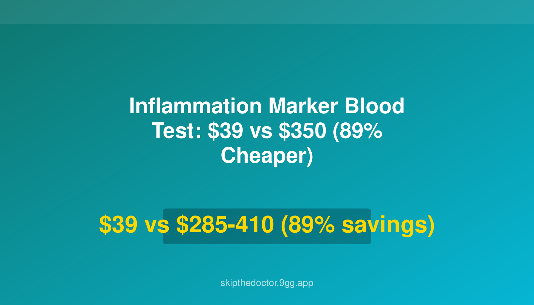 Inflammation Marker Blood Test: $39 vs $350 (89% Cheaper)