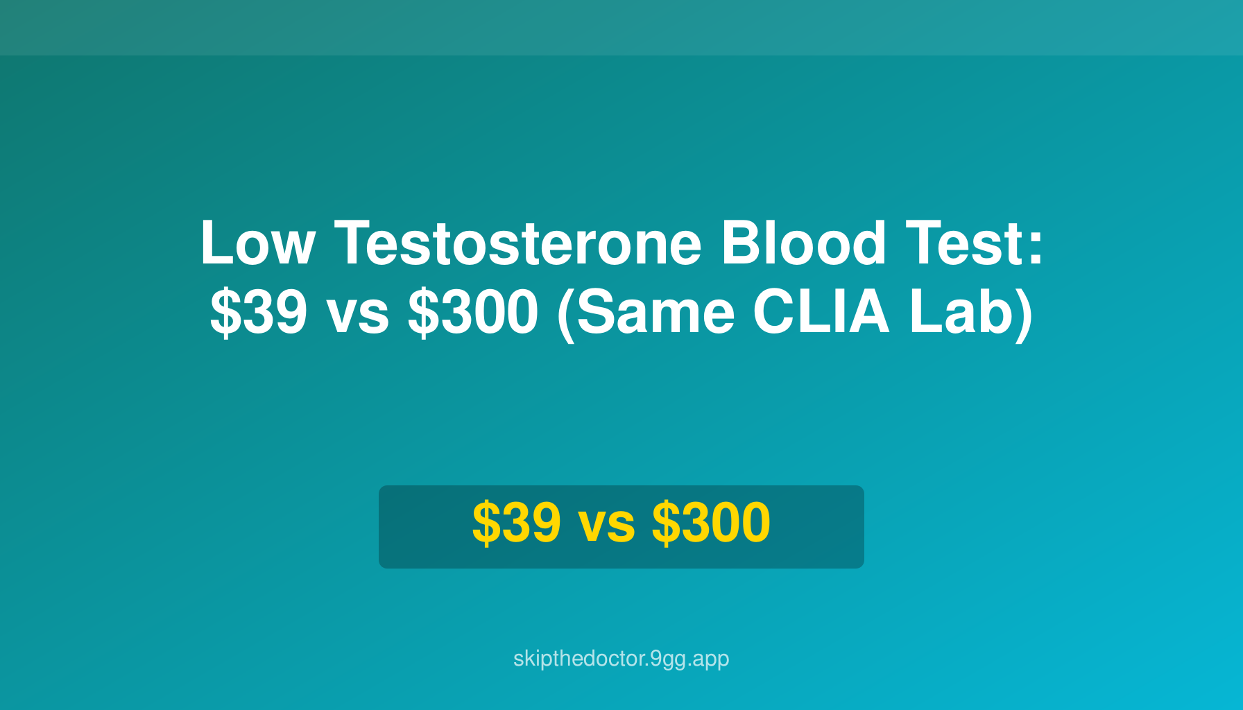 Low Testosterone Blood Test: $39 vs $300 (Same CLIA Lab)
