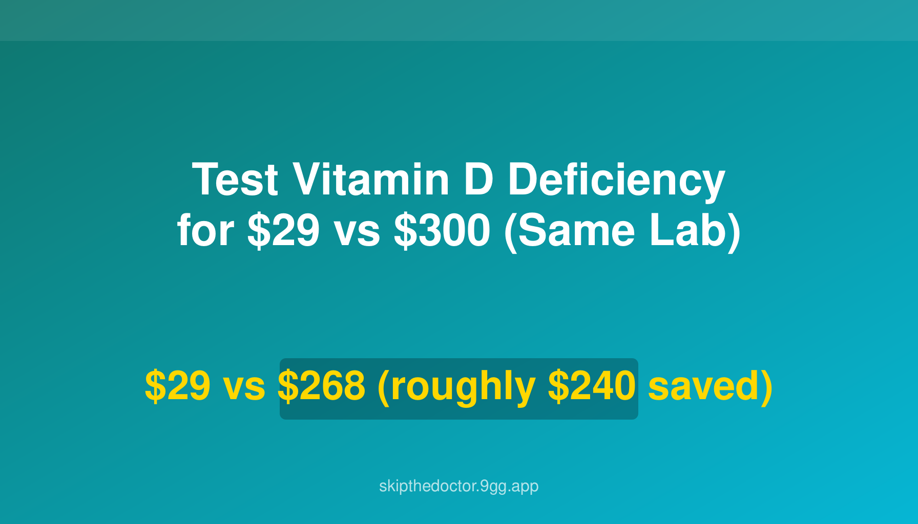 Test Vitamin D Deficiency for $29 vs $300 (Same Lab)