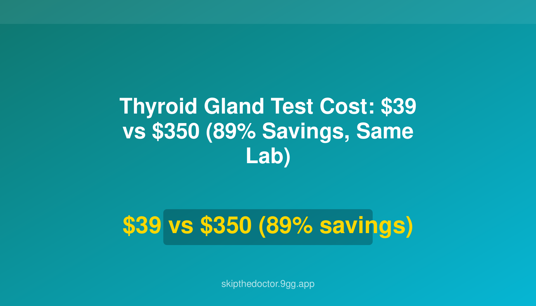 Thyroid Gland Test Cost: $39 vs $350 (89% Savings, Same Lab)